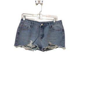 FOLIVORA Light Blue Women Shorts Large